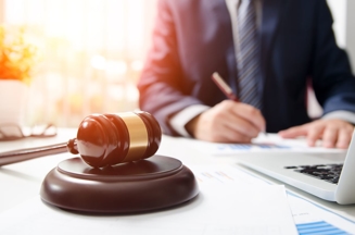 a gavel on a desk