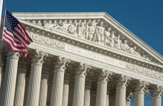 a close-up of United States Supreme Court Building