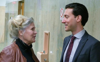 a man and woman talking