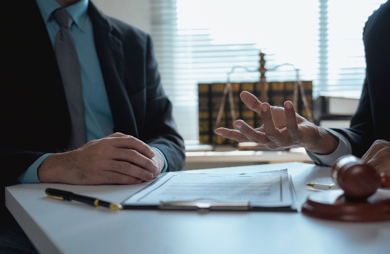 Lawyer is consulting client